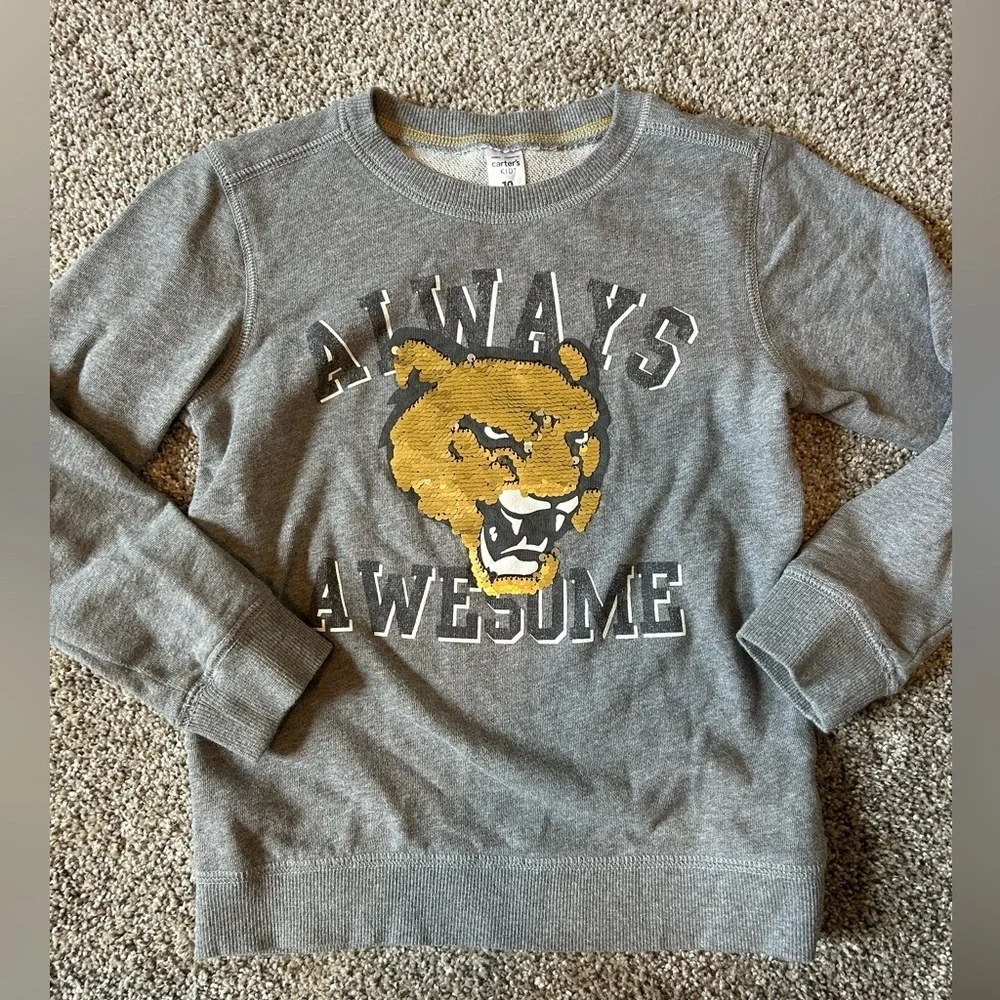 Girls Carters Kids graphic grey crew neck sweatshirt